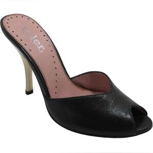 Tyler Wile Women Leather Designer Dress/Casual Slide Sandal, Black 9